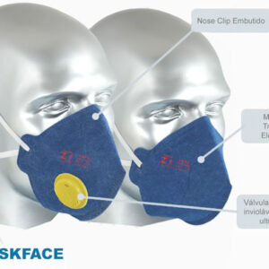 RESPIRADOR DESCARTÁVEL MASKFACE PFF-1S SEM VALVULA AZUL ROYAL - CA Nº 38950